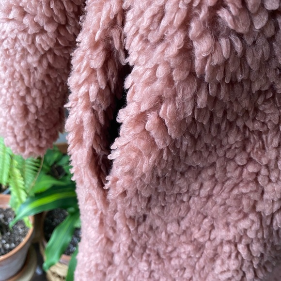 Zara jacket size S teddy bear pink fleece coat Teo pockets cozy - Picture 3 of 7